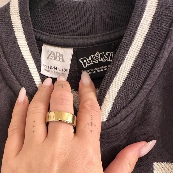 Zara Boys Black and White Pikachu Varsity Jacket - Picture 2 of 5